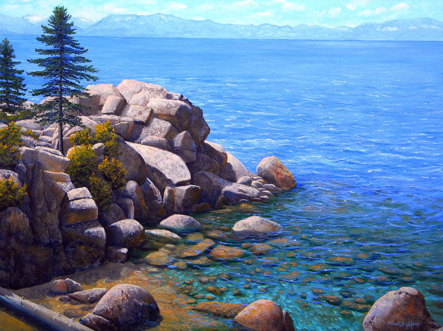 "Rocks and Water Lake Tahoe" oil painting by Frank Wilsonaintings, Lake Tahoe,
