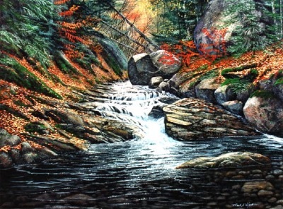 Autumn Brook oil painting by Frank Wilson, landscape painting, landscape paintings,