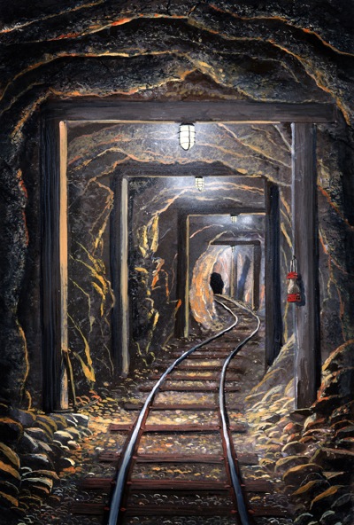 ural, mine shaft, painting, frank wilson, frank wilson fine art