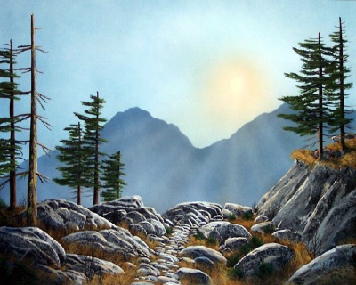 "Lookout Rock"  gouache painting by Frank Wilson