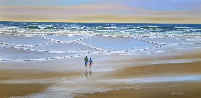 seascape, seascapes, ocean, surf, beach, "Beach Walk" original oil painting by Frank Wilson, seascape, seascapes,