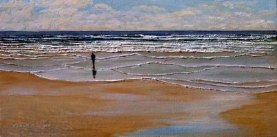 Incoming Tide, Seascape, oil painting by Frank Wilson, seascape, seascapes, ocean, surf, beach, sand, surf, seascape, seascapes,seascape paintings,