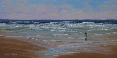 Surf Walker, seascape oil painting by Frank Wilson,seascape, seascapes, ocean, surf, beach, sand, surf, seascape, seascapes,seascape paintings,