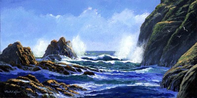 seascape painting, Rolling Surf, oil painting by Frank Wilson