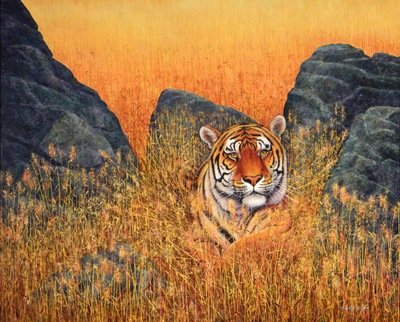 Tiger, Tiger At Rest, oil painting by Frank Wilson