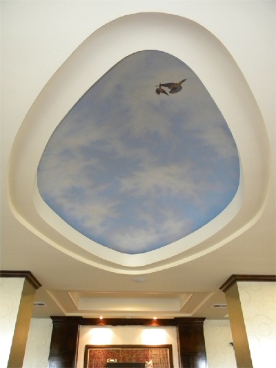 Sky Dome, Ceiling mural, painted sky, ceiling art, illusion, glow in the dark