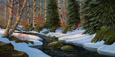 "Winter Brook" oil painting by Frank Wilson