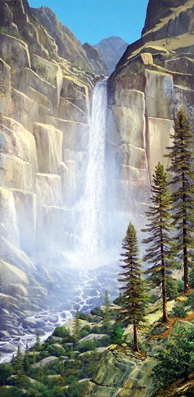 landscape painting, waterfalls, Great Falls oil painting by Frank Wilson
