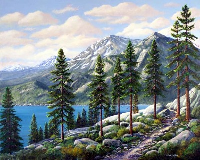 landscape painting, Mountain Trail, oil painting by Frank Wilson