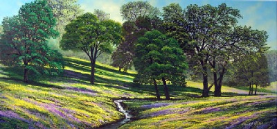 "Spring Bloom Table Mountain" gouache painting by Frank Wilson