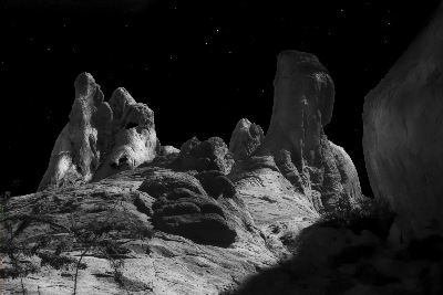 "Desert Sandstone Formations In Moonlight" 