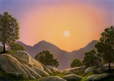 Glowing Landscape, an original watercolor and gouache painting by Frank Wilson